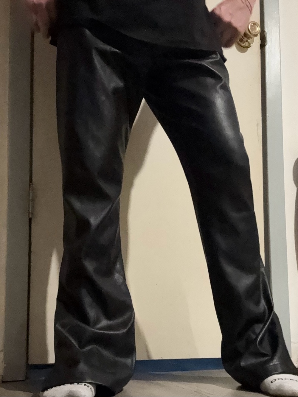 Women’s Black Faux Leather Flare Jeans